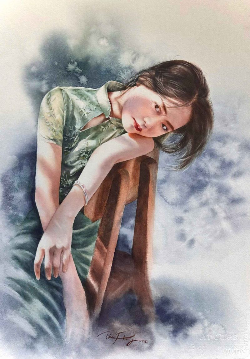 Anne Wang Vietnamese Watercolor Painting By Artist Phuong Thao