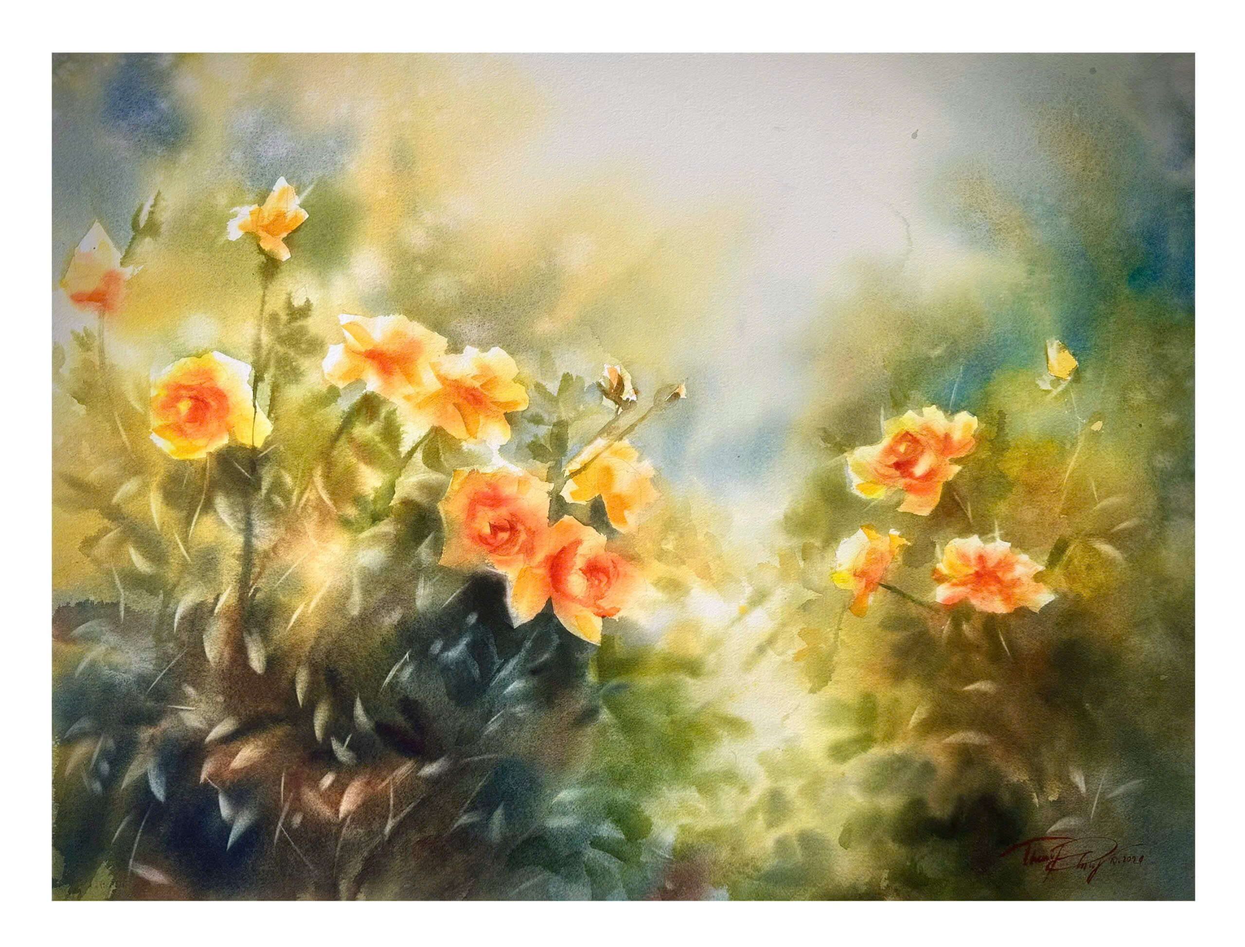 Morning Light Vietnamese Watercolor Painting By Artist Phuong Thao