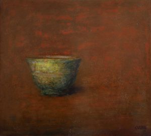 Old Bowl 47 Vietnamese Lacquer Painting by Artist Nguyen Tuan Cuong