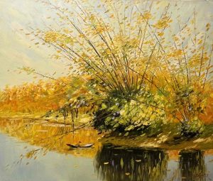 Golden Afternoon - Vietnamese Oil Painting by Artist Dang Dinh Ngo