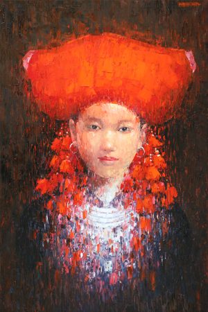 Dao Lady I Vietnamese acrylic painting by artist Hoang Hoan