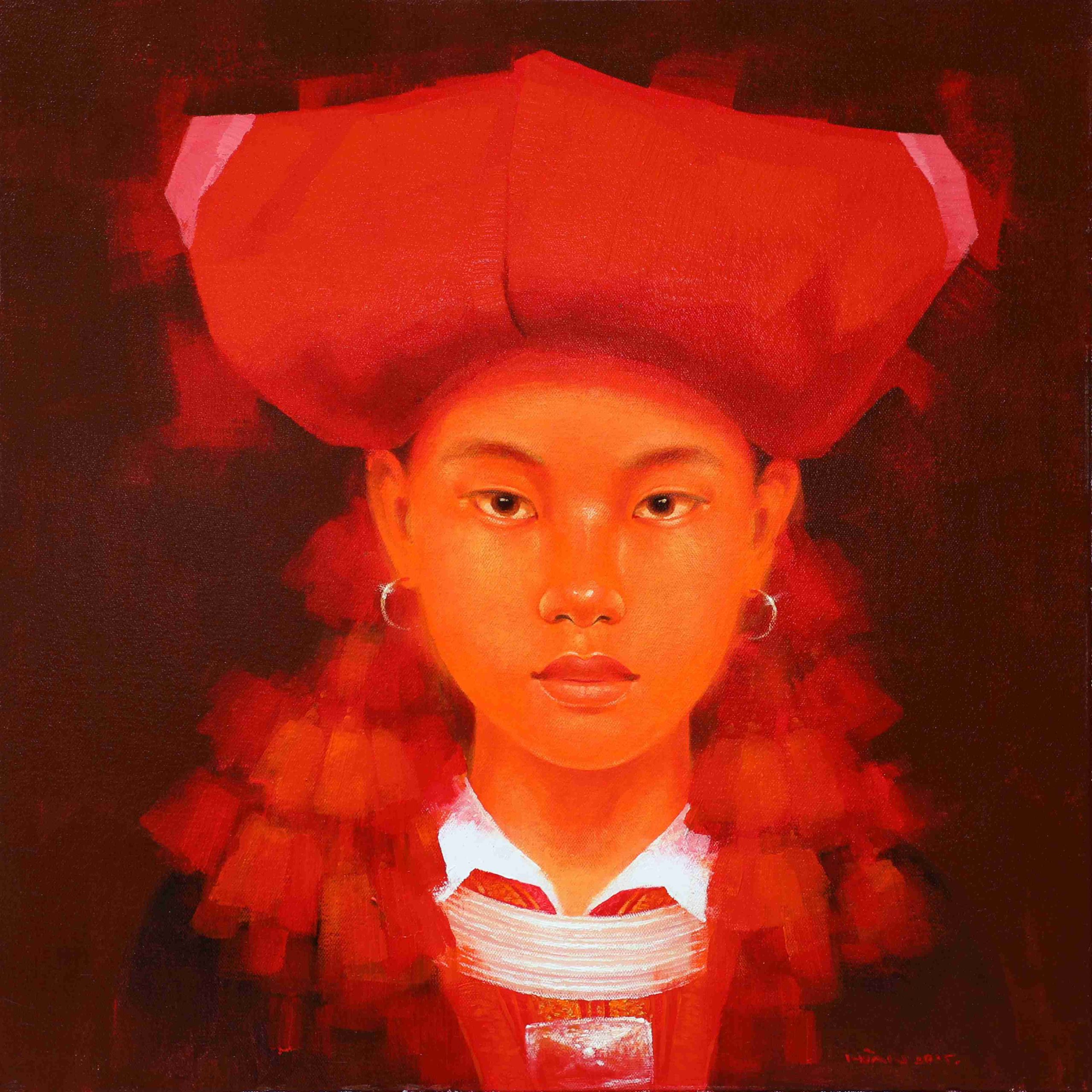 Dao Lady III Vietnamese acrylic painting by artist Hoang Hoan