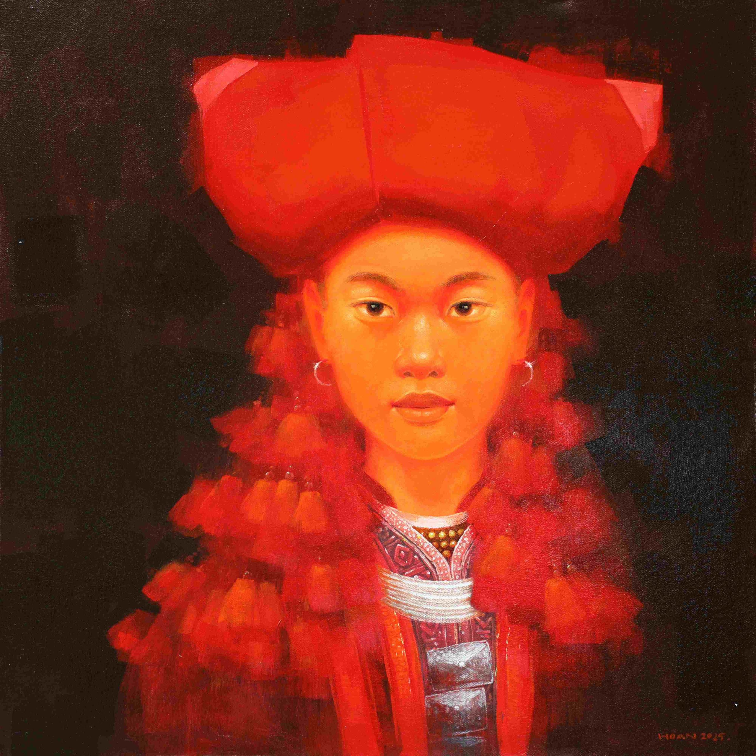 Dao Lady VI Vietnamese acrylic painting by artist Hoang Hoan