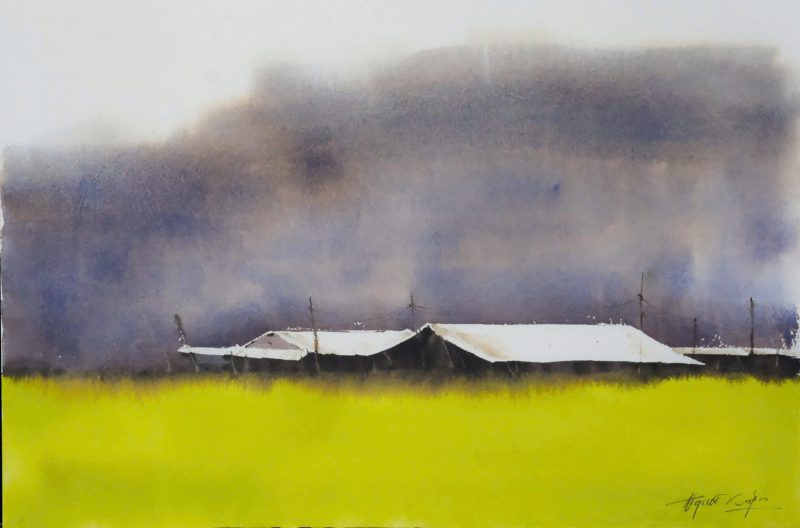 By the Meadow I Watercolor Painting By Artist Dinh Duc