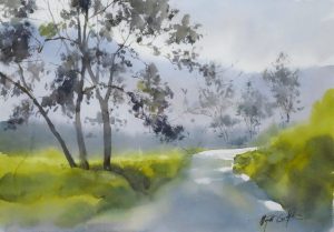 Twilight Path Watercolor Painting By Artist Dinh Duc