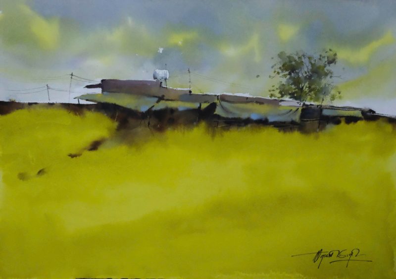 The House on the Hill Watercolor Painting By Artist Dinh Duc