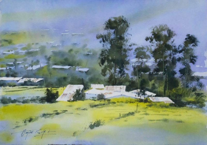 Morning Dew Watercolor Painting By Artist Dinh Duc