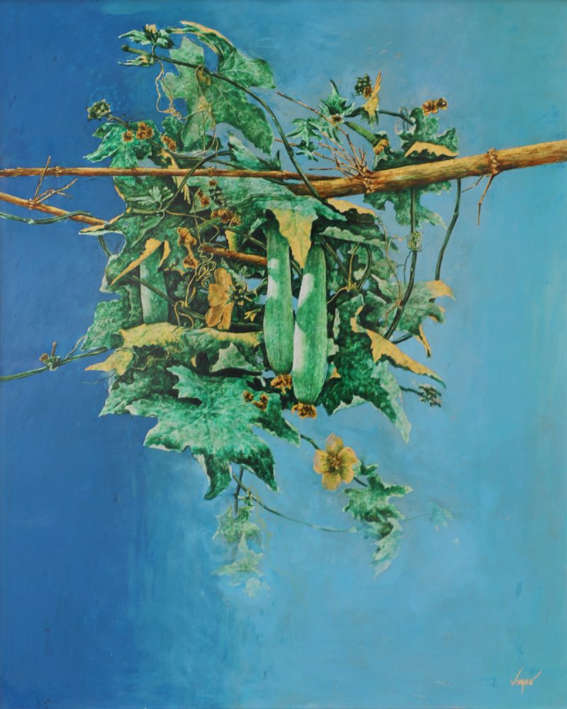 Luffa II Vietnamese Lacquer painting by artist Nguyen Van Nghia