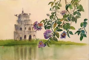 Changing Seasons - Vietnamese Watercolor Painting By Artist Nguyen Ngoc Phuong