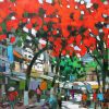 Hanoi Street in summer day, Vietnam Art Paintings