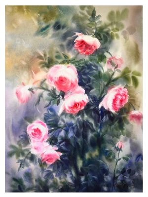 Roses Vietnamese Watercolor Painting By Artist Phuong Thao