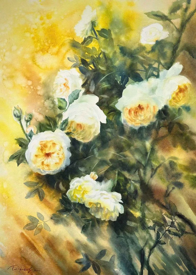 Sunlit Glimpse Vietnamese Watercolor Painting By Artist Phuong Thao