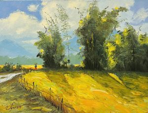 Harvest Season Vietnamese Oil Painting by Artist Dang Dinh Ngo