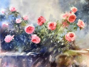 Sunshine by the Doorstep Vietnamese Watercolor Painting By Artist Phuong Thao