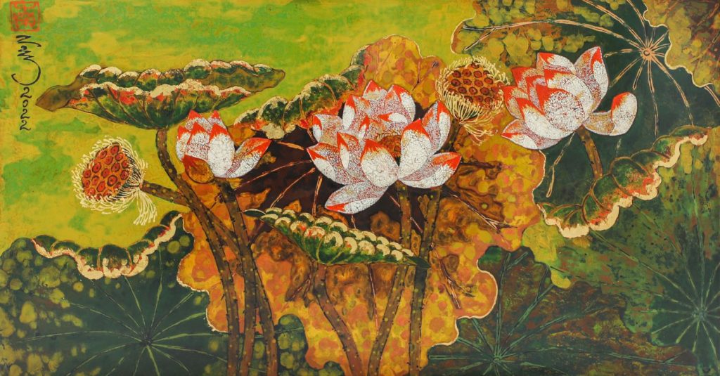 Noble II - Vietnamese Lacquer Painting by Artist Tran Thieu Nam