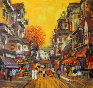 Street IV - Vietnamese Oil Painting by Artist Giap Van Tuan
