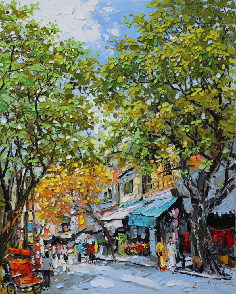 Banyan - Vietnamese Street Oil Painting by Artist Giap Van Tuan