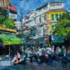 Ta Hien Street Corner - Vietnamese Oil Painting by Artist Pham Hoang Minh
