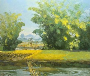 Golden Harvest Season III - Vietnamese Oil Painting by Artist Dang Dinh Ngo